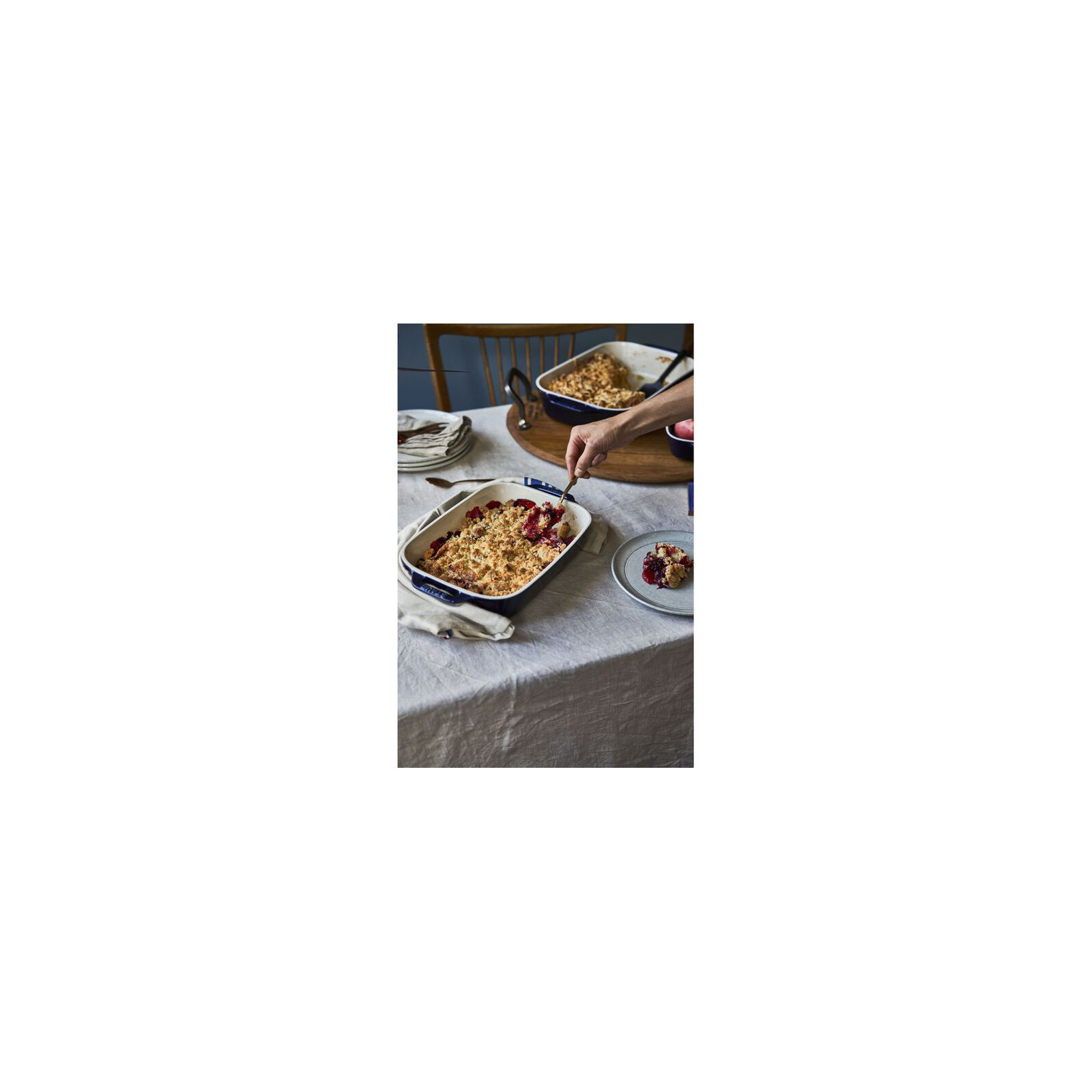 Ceramique Rectangular Baking Dish Set 2 Piece, Dark Blue