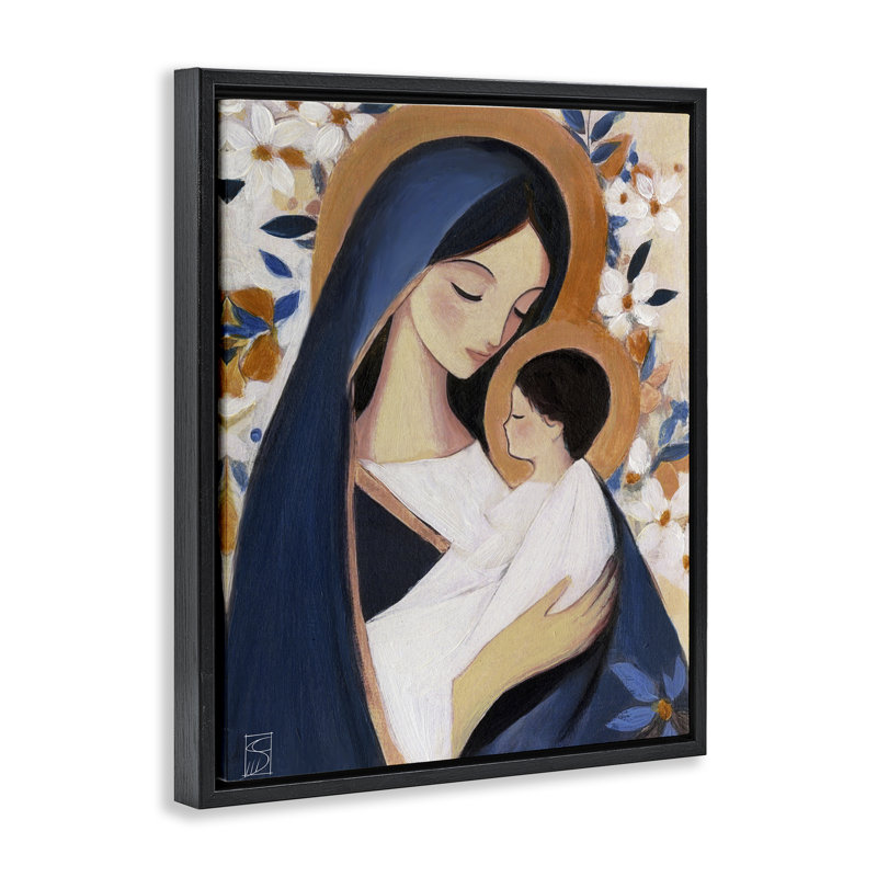 Cadre flottant avec mère aimante et enfant, design par Sara Culpepper, H 21 po x l 17 po, Cadre flottant noir de jais