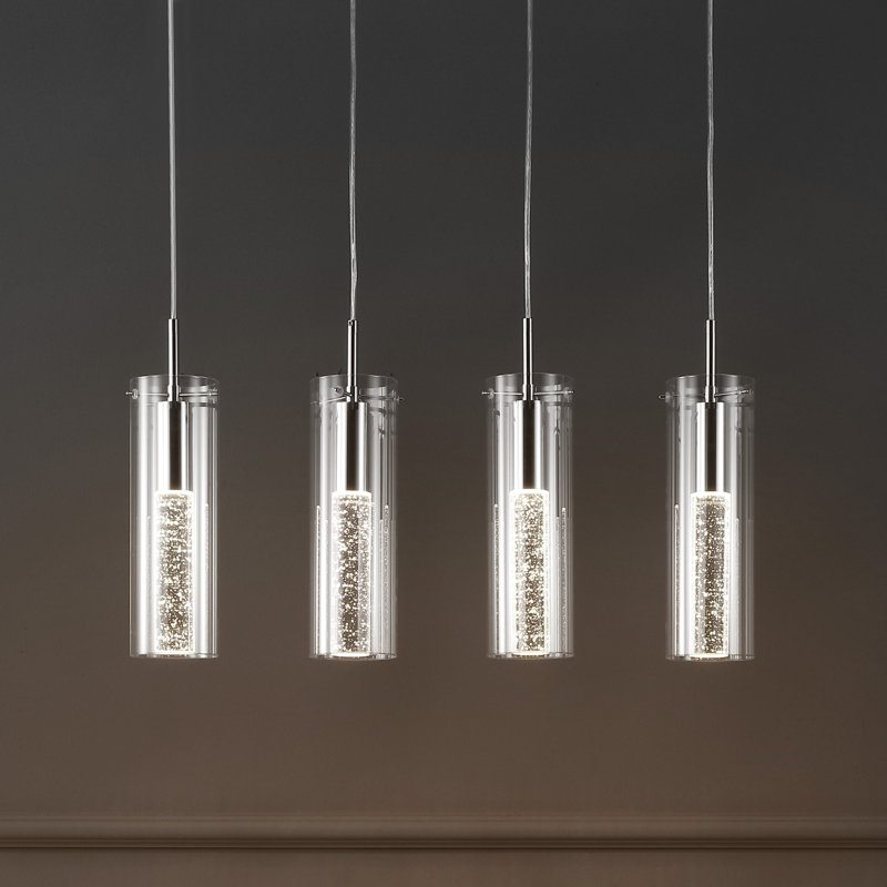 Luminaire suspendu cylindrique à DEL 4 lumières pour îlot de cuisine Charolene