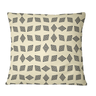 Rhythm Of Black Geometrics On Yellow - Patterned Printed Throw Pillow
