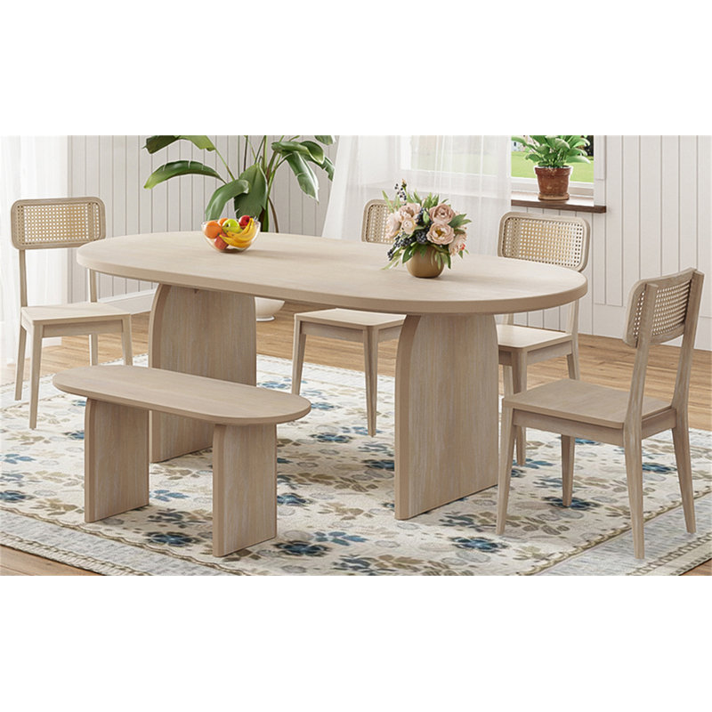 Ensemble de table de salle à manger ovale pour 6 personnes, ensemble de table de salle à manger ovale pour 6 personnes, ensemble de salle à manger de style moderne Topmax