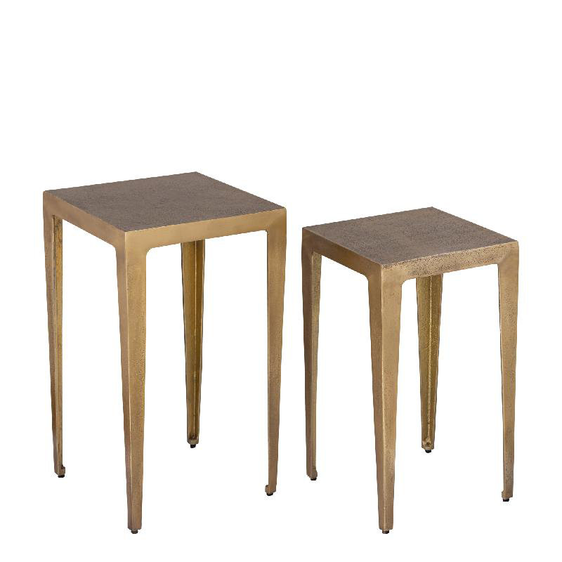 PTMD Side table Rivva - 32x32x55 cm - Aluminium - Brass - Set of 2