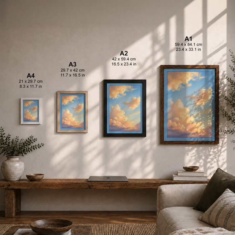 Golden Hour Sky Modern - Framed Print, A1 - 84.1 x 59.4 cm, White