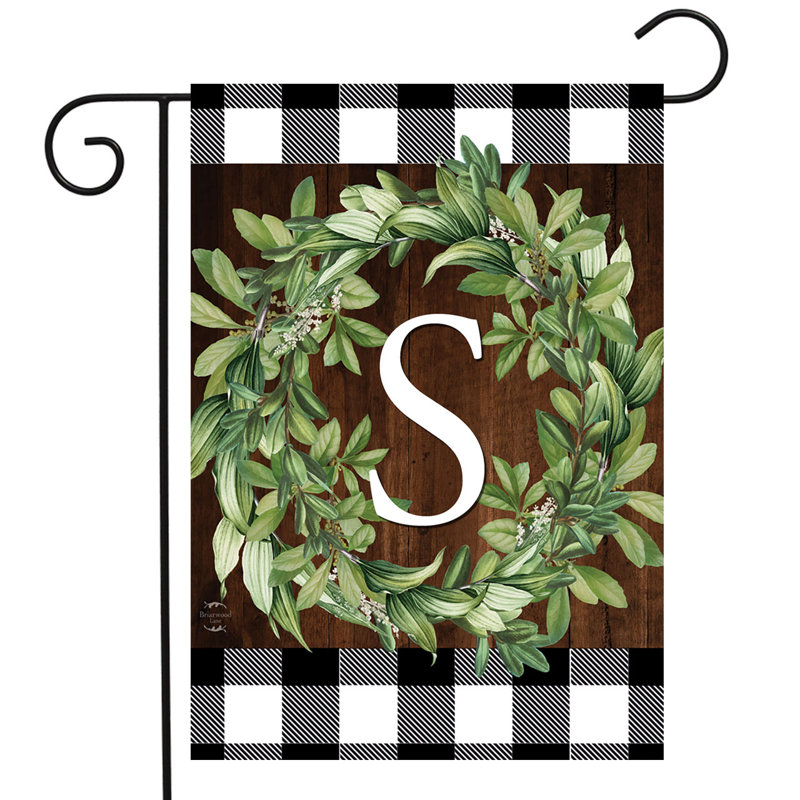 Wreath Monogram S Garden Flag