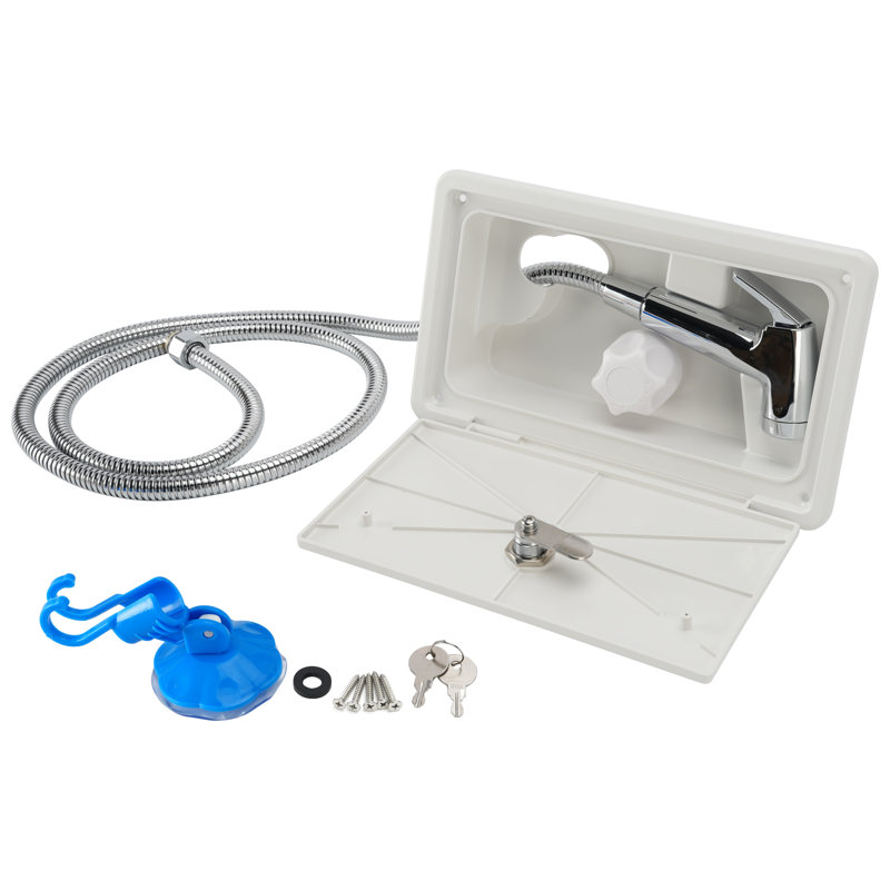 Lockable Outdoor Shower Box For Caravan Camper Trailer RV, Black