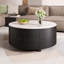 Table basse ronde ronde avec plateau en pierre frittée et mobile