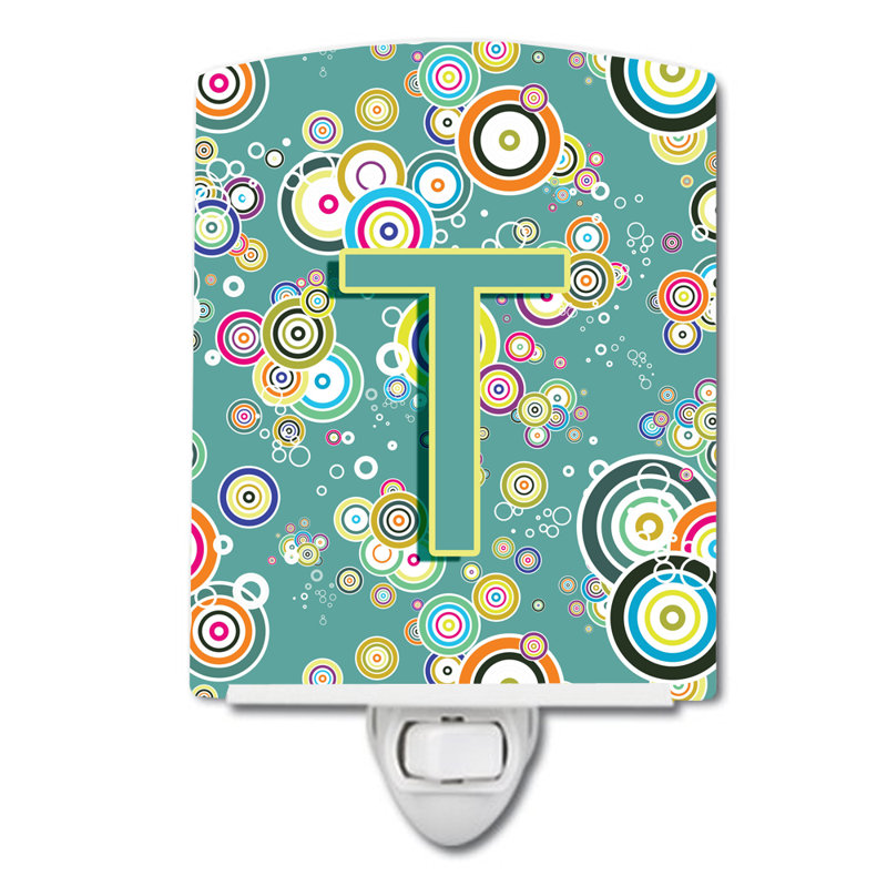 Circle Initial Alphabet Ceramic Night Light, T