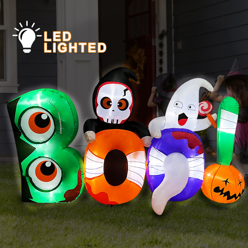 Ensemble gonflable d'Halloween Boo avec squelette