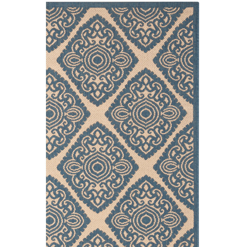 Tapis intérieur / extérieur Frankee Performance Damask, Tapis de couloir 2 pi 2 po x 10 pi