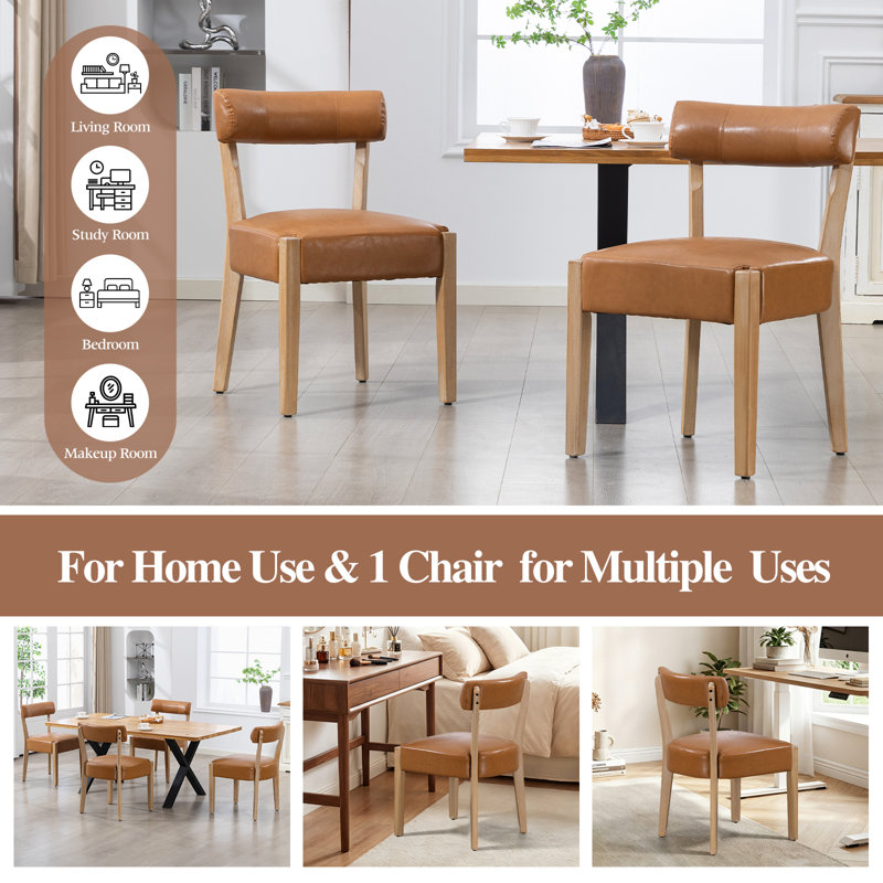 PU Leather Solid Wood Side Dining Chairs