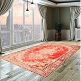 Moskvin One-of-a-Kind 7'2" X 11'10" 1990s Wool Area Rug in Red