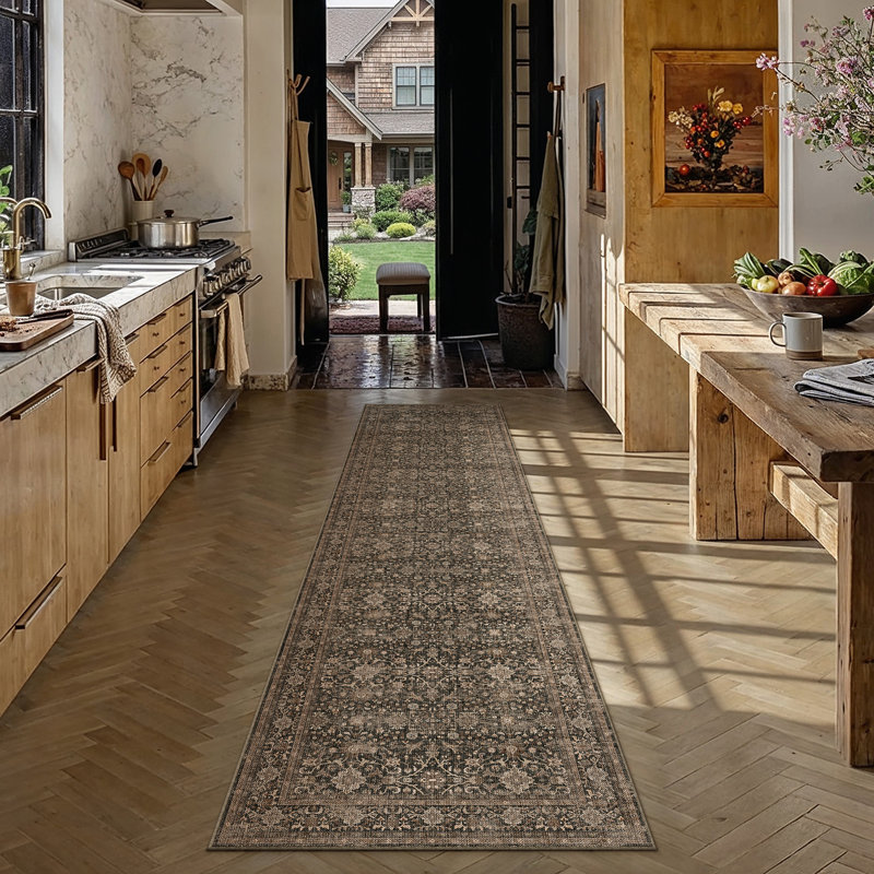 Isla Vintage Oriental Machine Washable Area Rugs With Non-Slip Backing, Runner 2' x 8'