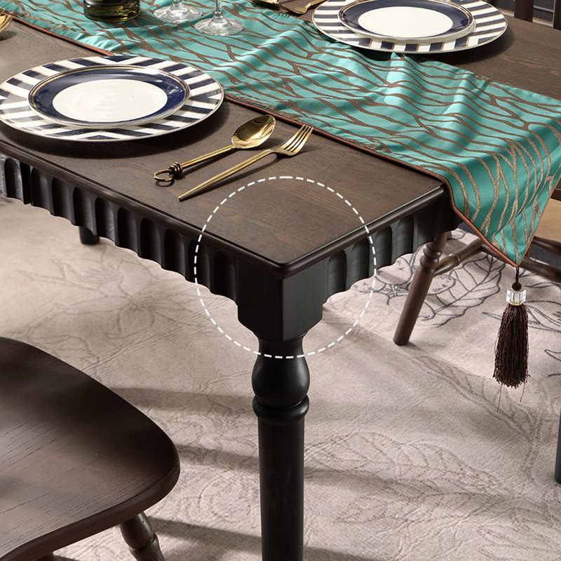 Table de salle à manger en bois massif rétro français., H 29,53 po x L 70,87 po x l 33,46 po