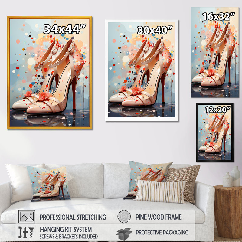 Mid Mid Pink High Heels Elegance I - Fashion High Heels, art mural, Toile tendue, H 32 po x l 24 po x P 1 po