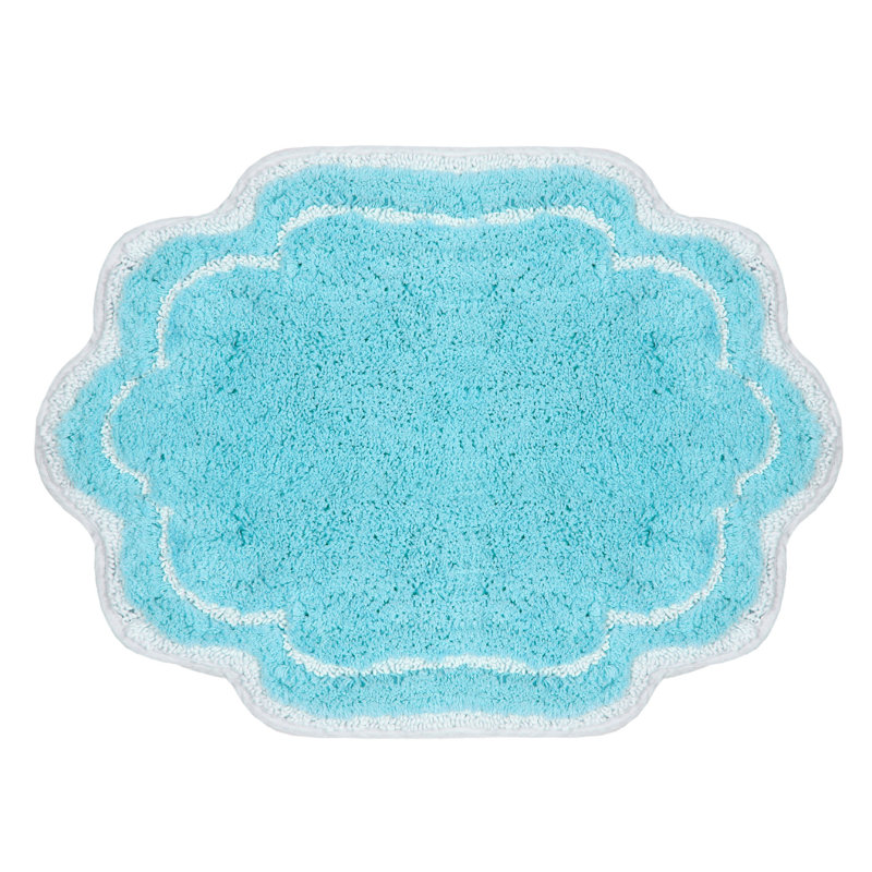 Tapis pour salle de bain Dobrinka, Turquoise, 17 po x 24 po (rectangulaire)