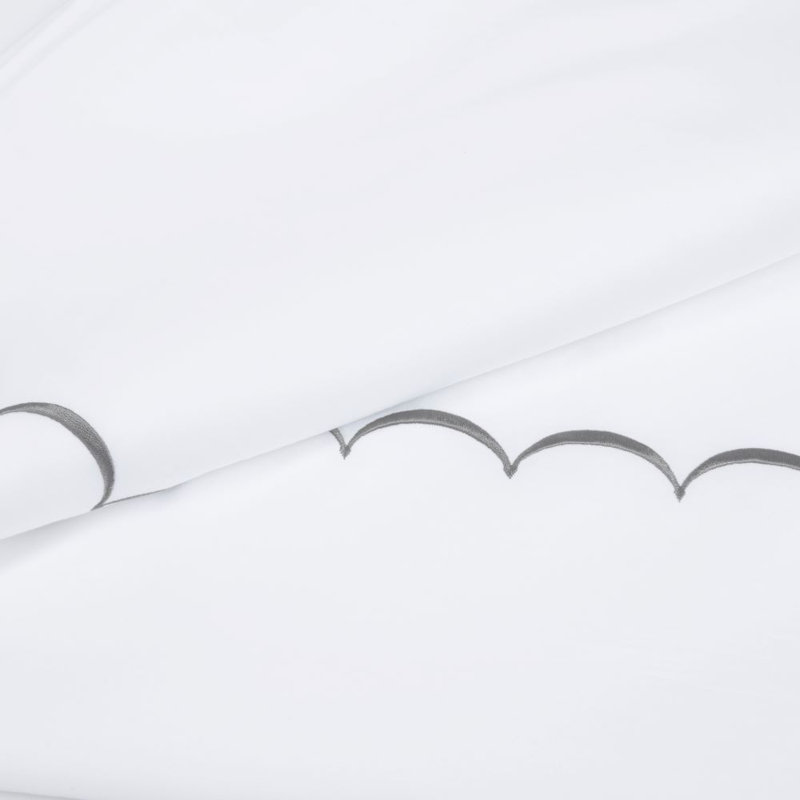 Brazier Sateen Duvet Cover, Queen Duvet Cover + 2 Standard Shams, Gray/White