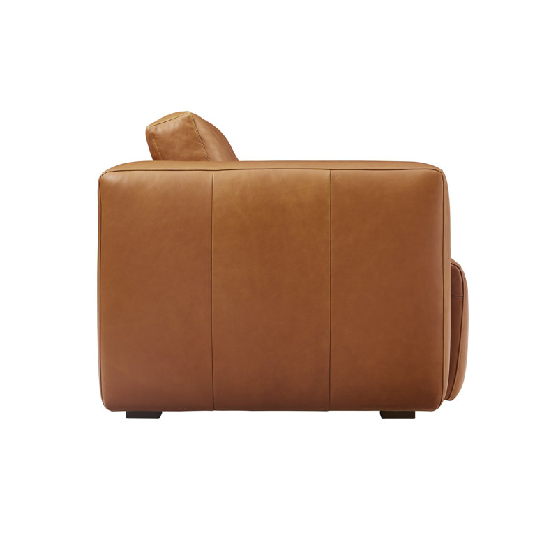 Beryl Modern Full Grain Leather Upholstered Sectional-Right, Brown