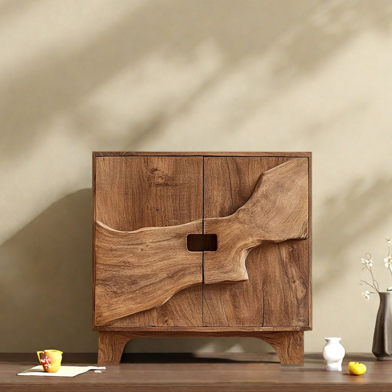 Wabi-Sabi Style Solid  Wood Entryway Cabinet
