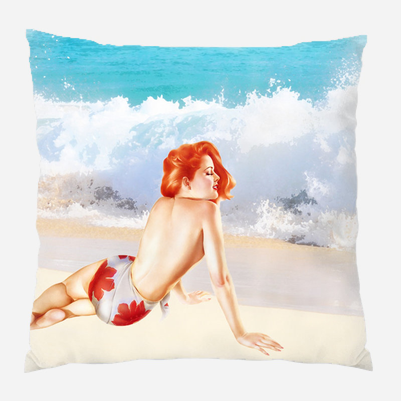 Coussin décoratif pin-fille Evelyn, Microsuède, Intérieur