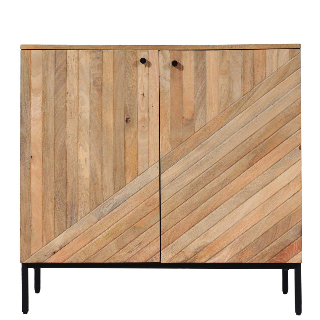 Highboard MCW-L95, Kommode Schrank Sideboard, Massiv-Holz Mango 86x90x43cm MVG-zertifiziert, natur