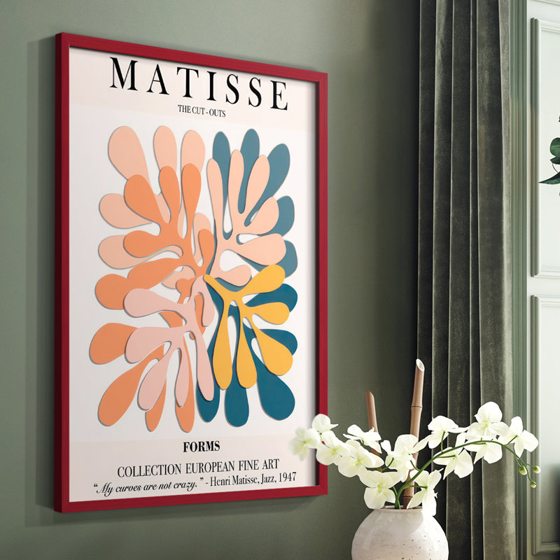Matisse CXCIV, reproduction d'art encadrée - bois massif, H 10 po x l 8 po, Rouge