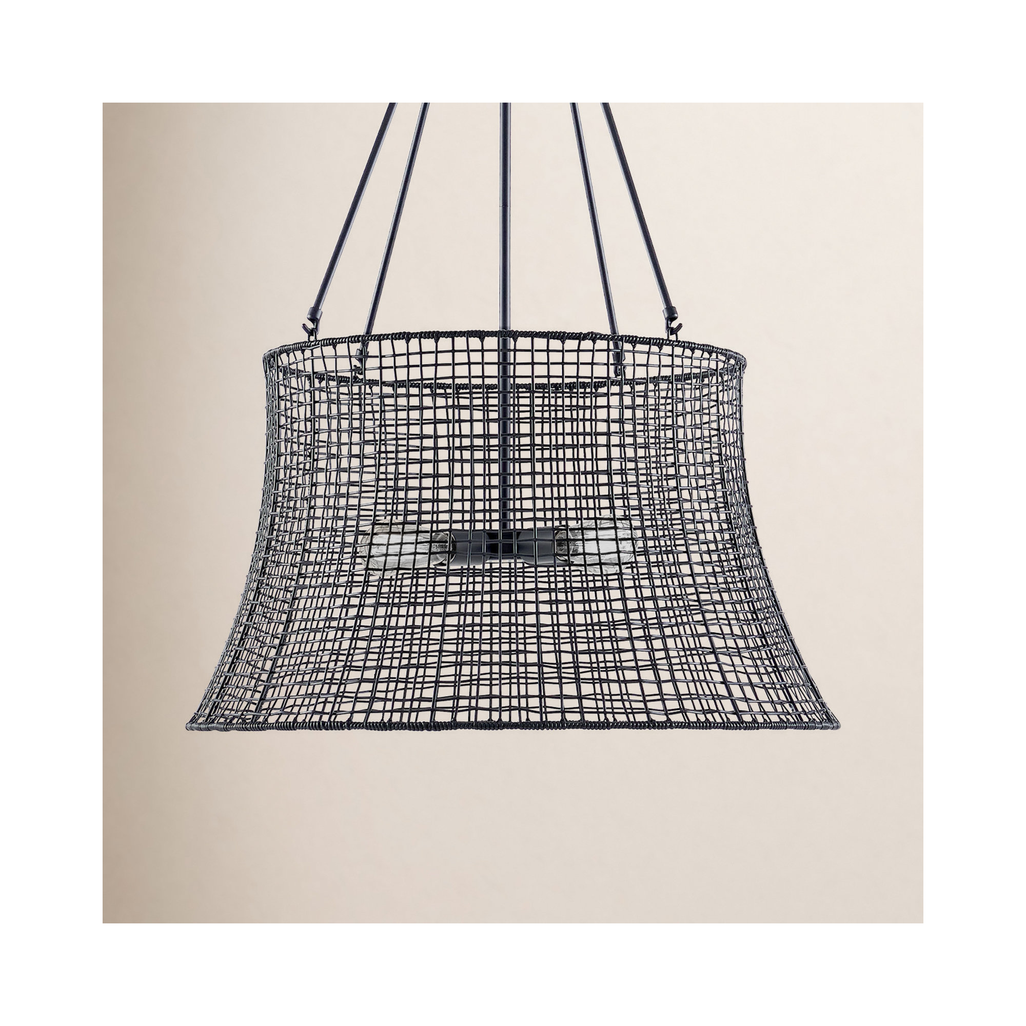 Outdoor Metal Chandelier, Matte Black