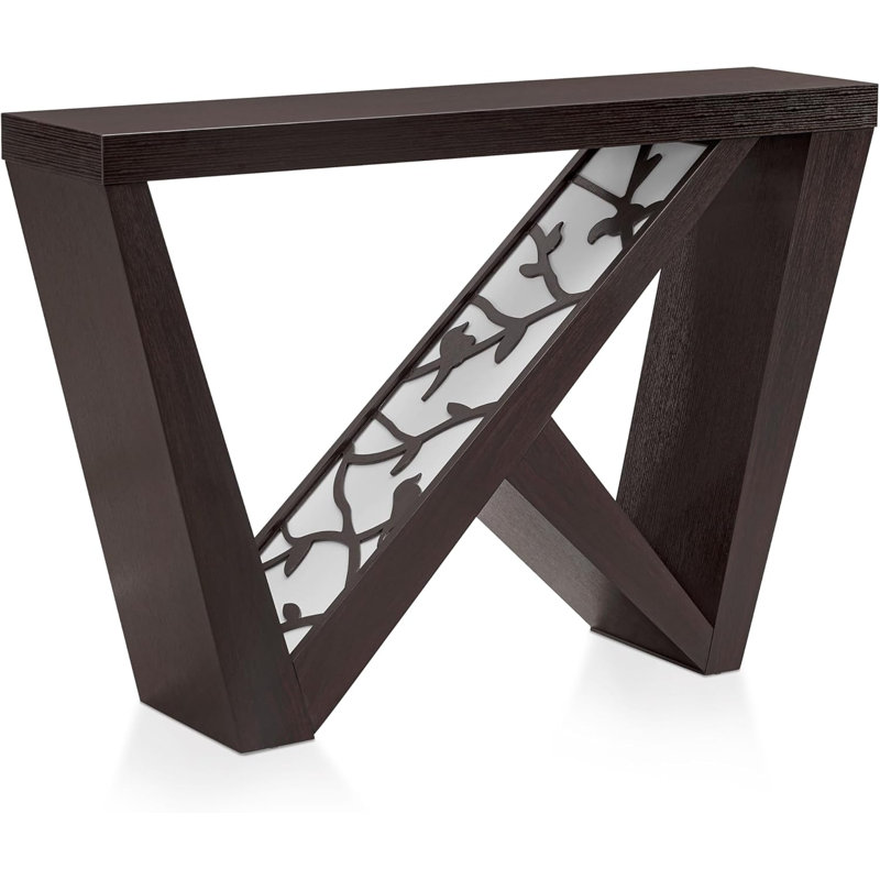 Modern Decorative LED Console Table With W-Shaped Legs And Remote Control, USB-Powered Light Strip, Engineered Wood Top, And Anti-Tip Kit For Living Room, Hallway, Or Entryway