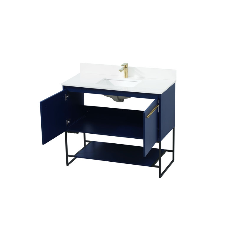 Ensemble de meuble-lavabo simple 40 po Rozell, Bleu