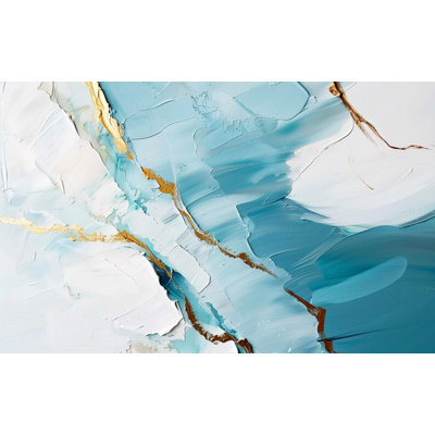 Teal Gold Abstract Marble Wall Mural