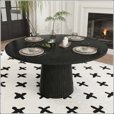 47" Round MDF Dining Table with Modern Farmhouse Design