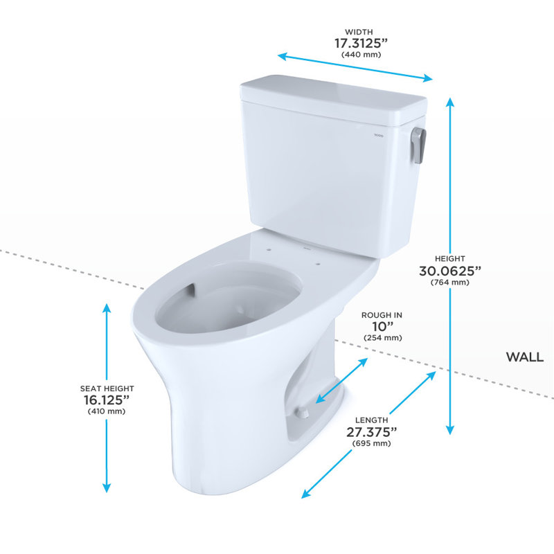 Toilette allongée deux pièces à double chasse d’eau avec chasse d’eau à haut rendement (siège non inclus) Drake®