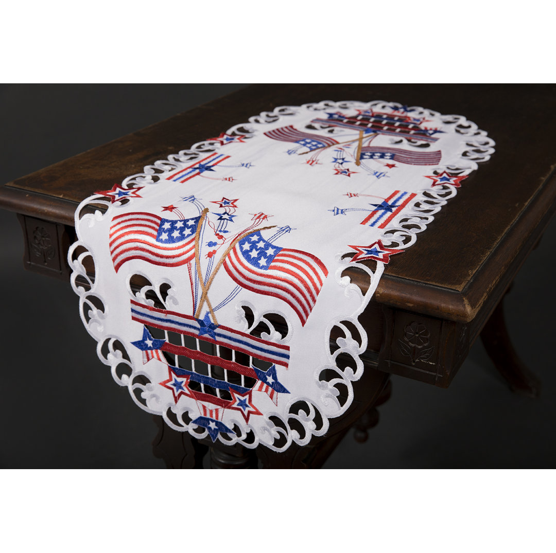 Star Spangled Embroidered Cutwork Table Runner The Holiday Aisle® 