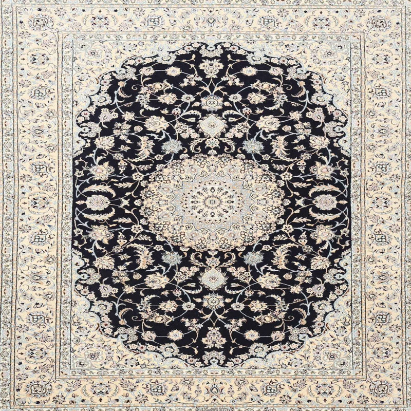 Noir oriental/Tapis décoratif Ivoire Ewen, Carré 8 pi