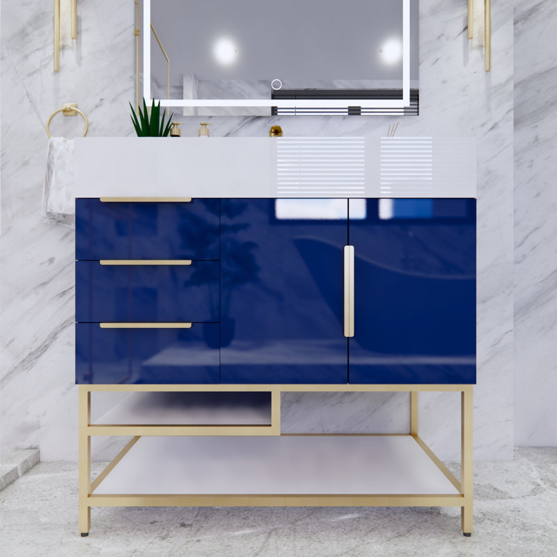 Ensemble de meuble-lavabo simple 36 po Sevara, Bleu