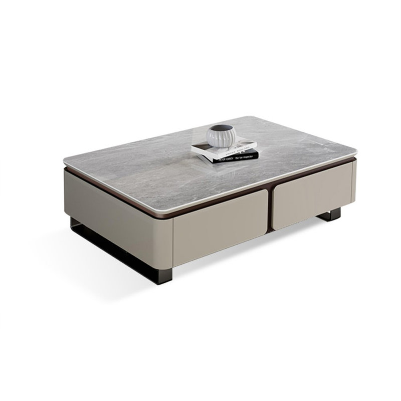 Table basse Grey Stone + Bois manufacturé, H 16,14 po x L 47,24 po x l 23,62 po, Gris