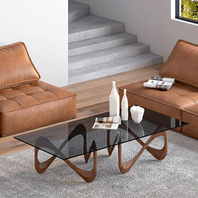 Rectangular tempered glass coffee table
