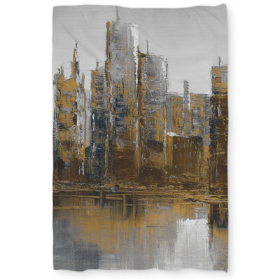Gray and Yellow Cityscape Duvet Cover | Shapes Bedroom Decor
