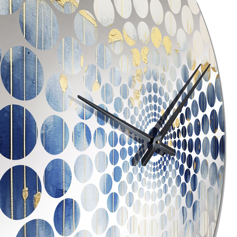Tapisserie azur abstraite or et bleu V - peinture abstraite horloge murale, Petit