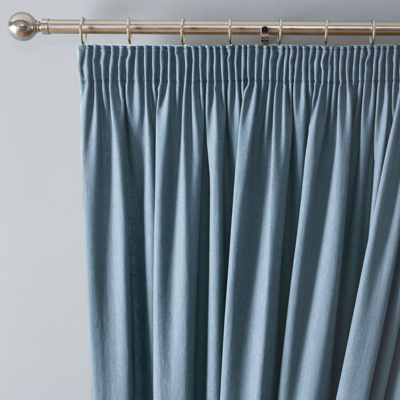 Dijon 100% Cotton Blackout Curtain Pair, Light Blue, Width 168 x Drop 137 cm