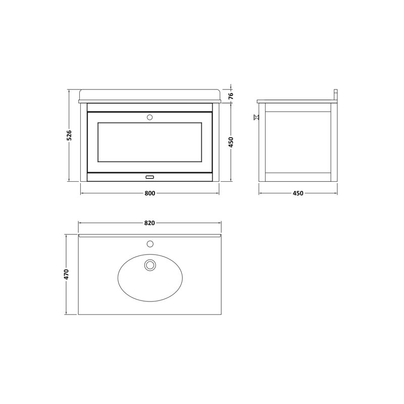 Hartleigh 820 mm Bathroom Vanity, Stiffkey Blue