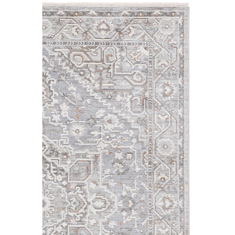 Tapis oriental en polyester 1272 Clover, Gray, Rectangle 6 pi 3 po x 8 pi 9 po