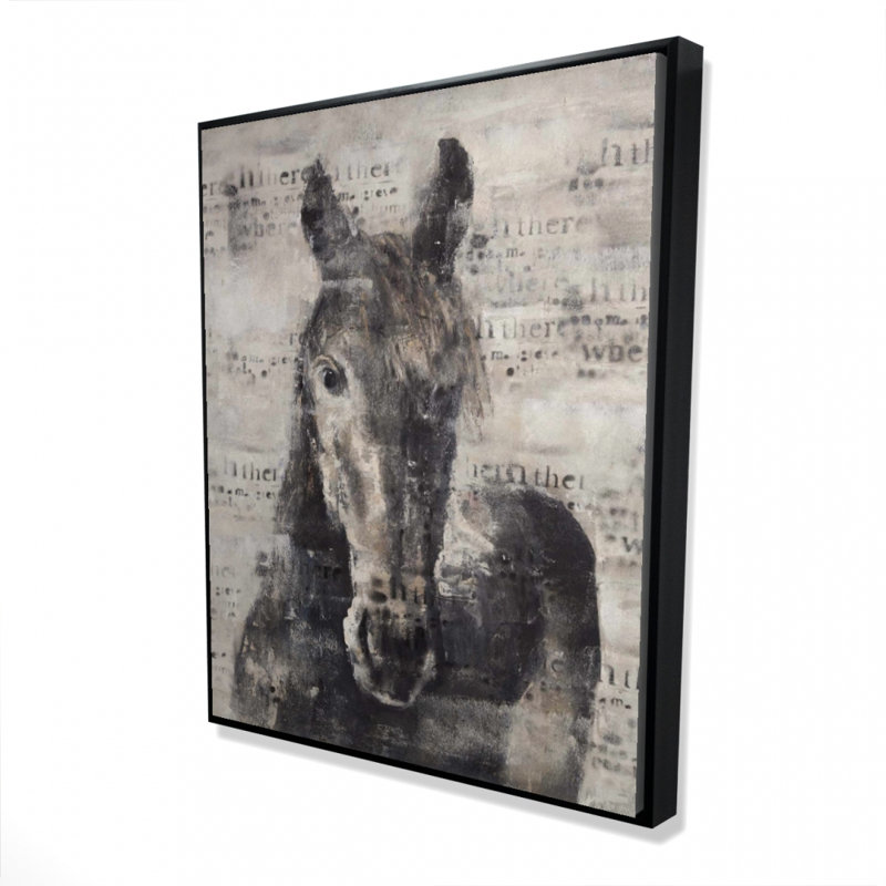 Cheval abstrait avec impression typographique sur toile