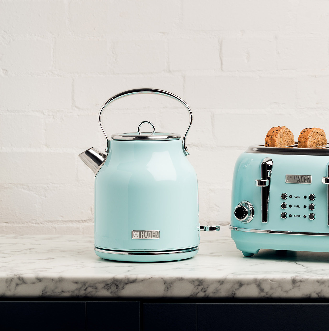 HADEN Heritage 1.7L Stainless Steel Kettle, Light Blue