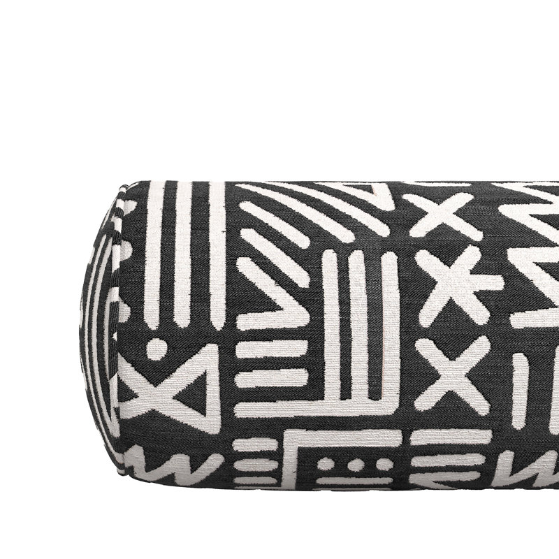 Montezuma Bolster Pillow Cover & Insert, 9"H x 36"W, Black