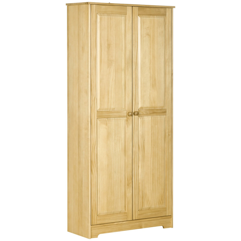 Armoire de rangement autoportante avec portes et tablettes réglables, brun clair