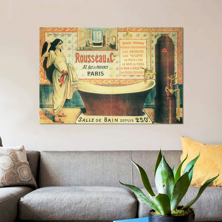 « salle de bain », impression sur toile, H 12 po x l 18 po x P 1,5 po, Toile tendue, Pas de tapis