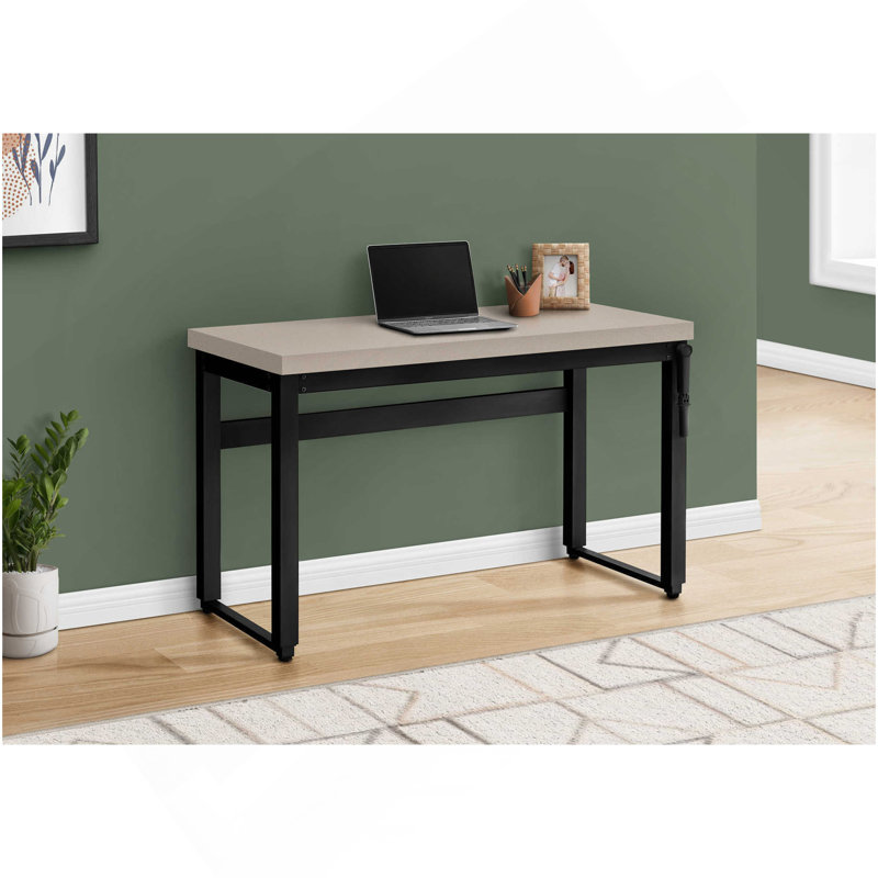 Bureau d'ordinateur, bureau personnel, debout, réglable, L 48 po, travail, ordinateur portable, stratifié beige, métal noir, contemporain, moderne