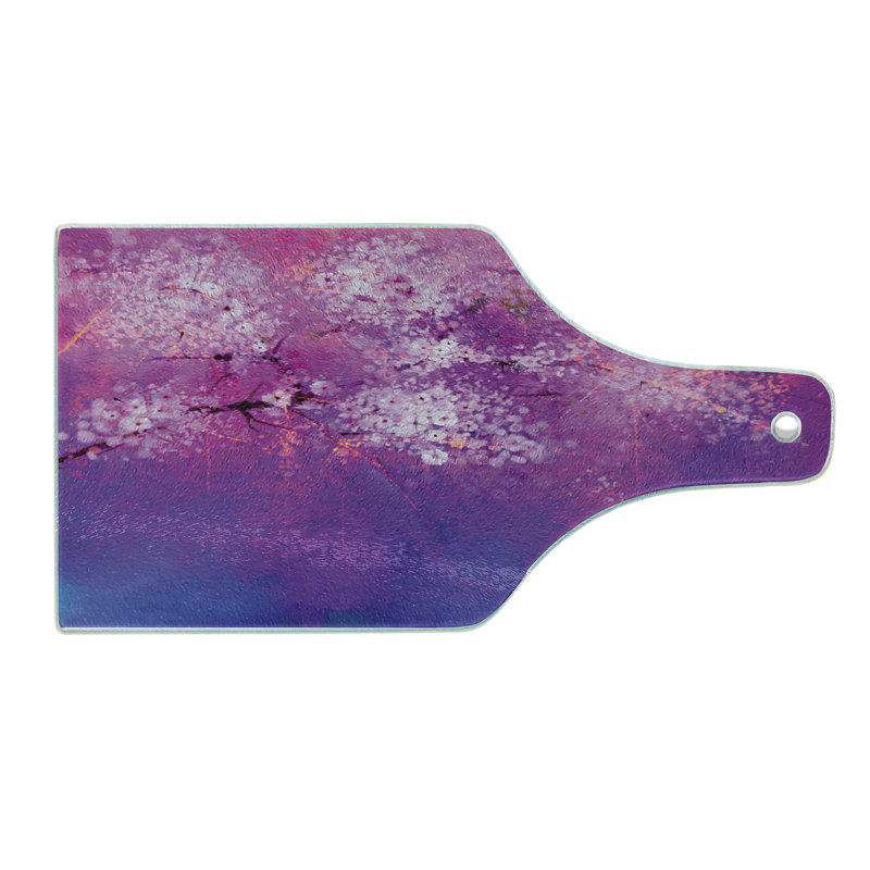 Ambesonne Purple Tempered Glass Cutting Board Romantic Paint Fuchsia Purple