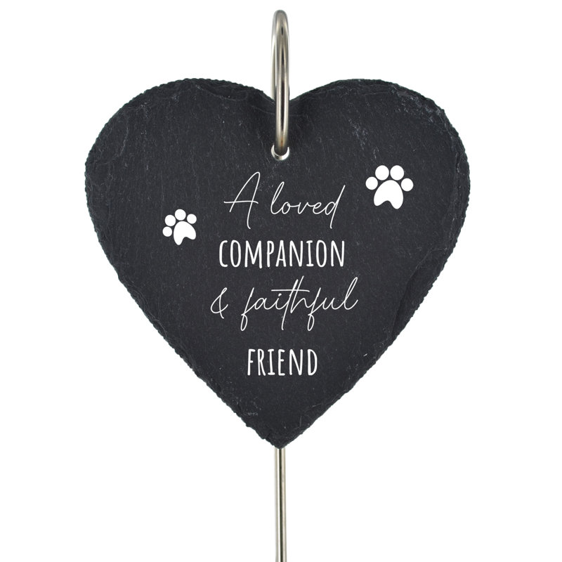 Bilkis Slate Heart Loved Companion Grave Marker Memorial Plaque