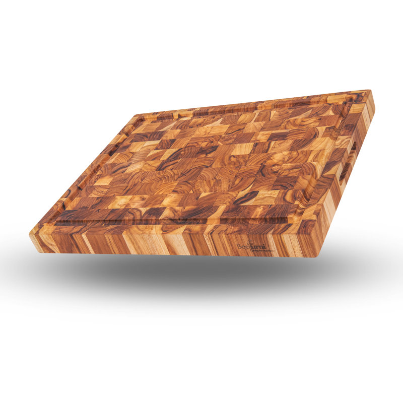 Planche à découper en bois de teck BEEFurnI, L 21 po x l 15 po